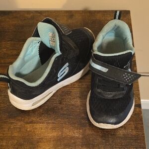 Skechers Kids Black and Light Blue Sneakers